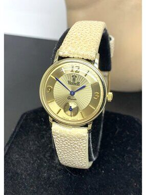 Vicence Women's Watch Swiss Quartz 14K Yellow Gold Case Leather Strap 26mm